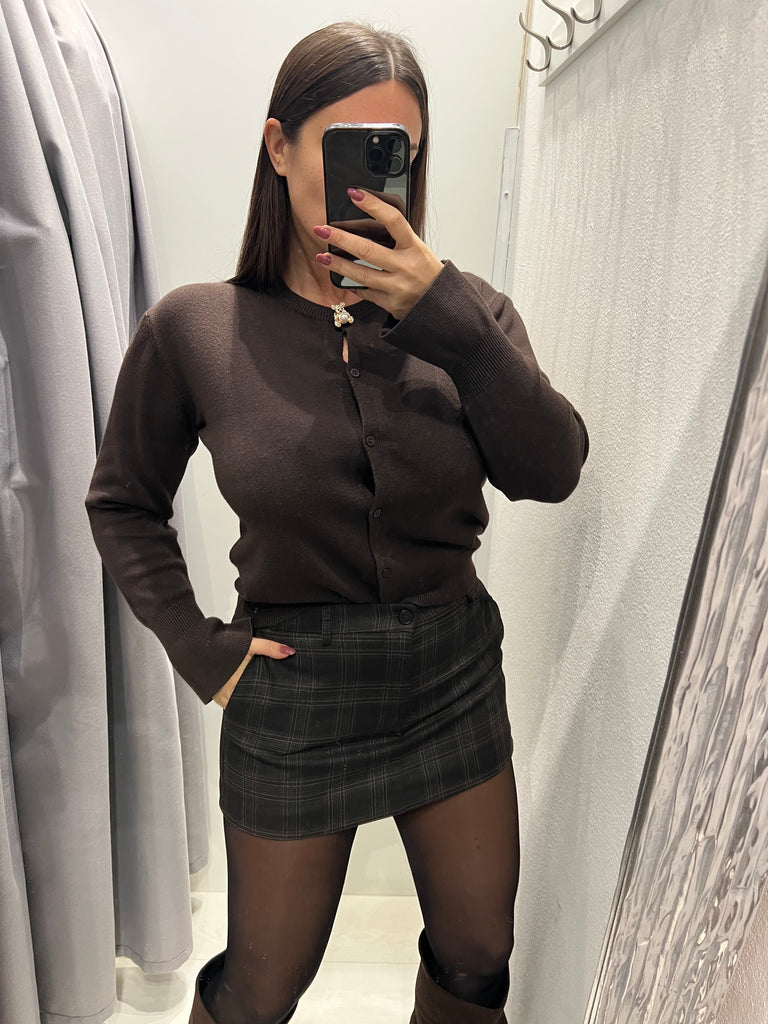 Philia Loft•Cardigan manica campana bottone gioiello•Più colori