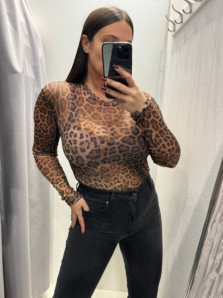 LUMINA•Body in tulle stampa maculata