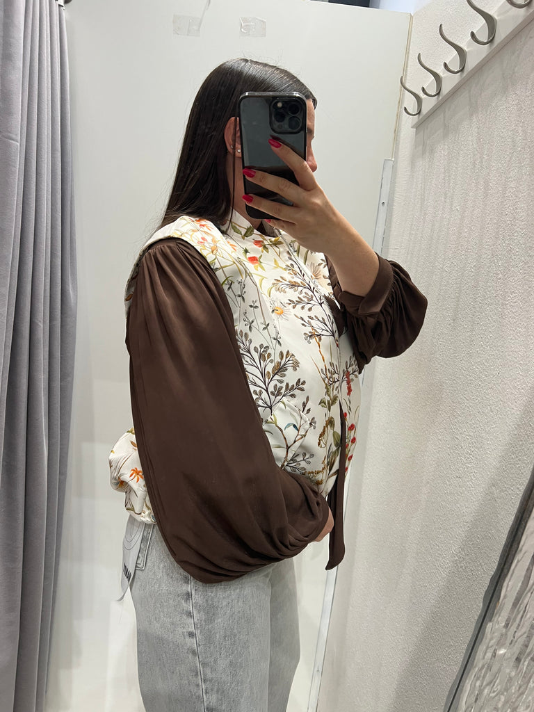 MSS💥ViCOLO•Bomber smanicato stampa botanica