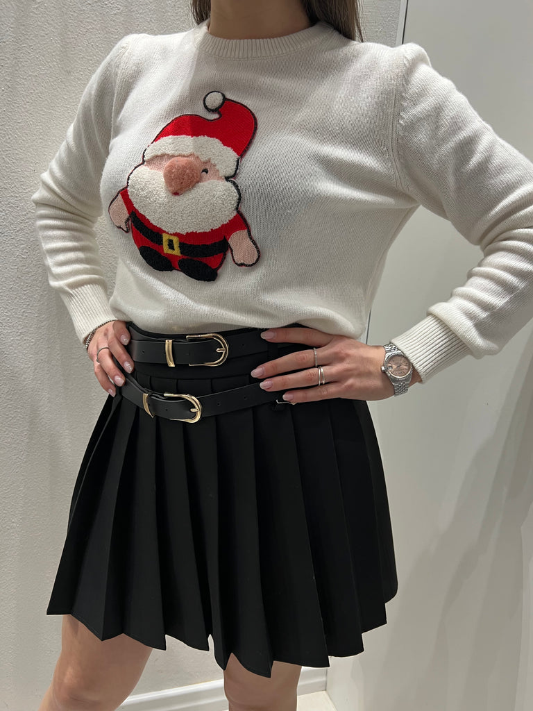 Vicolo-Maglione bianco con Babbo Natale