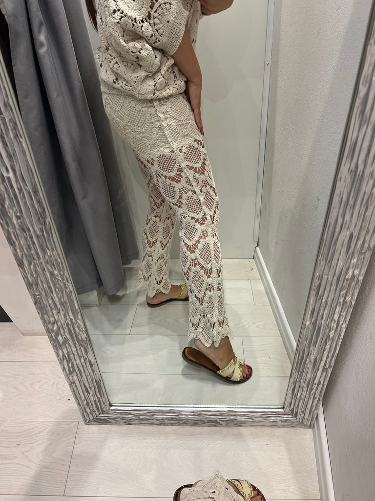 MSS💥HaveOne•Pantalone crochet naturale
