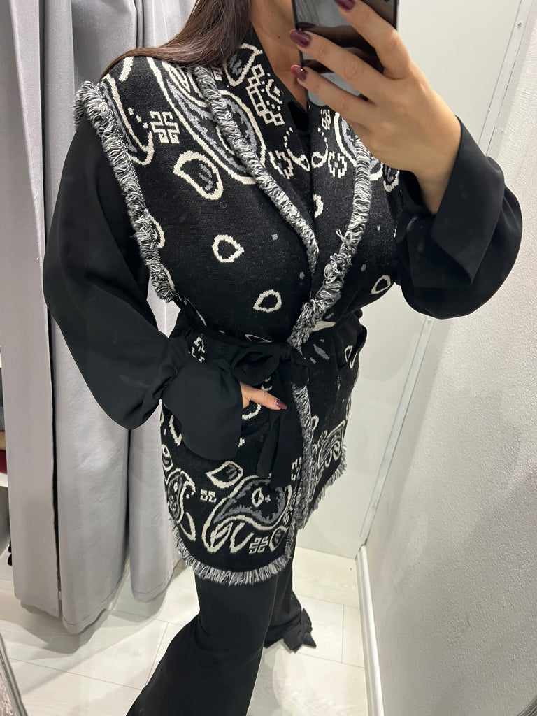 BLK30 KONTATTO•Cardigan smanicato stampa bandana•Più colori
