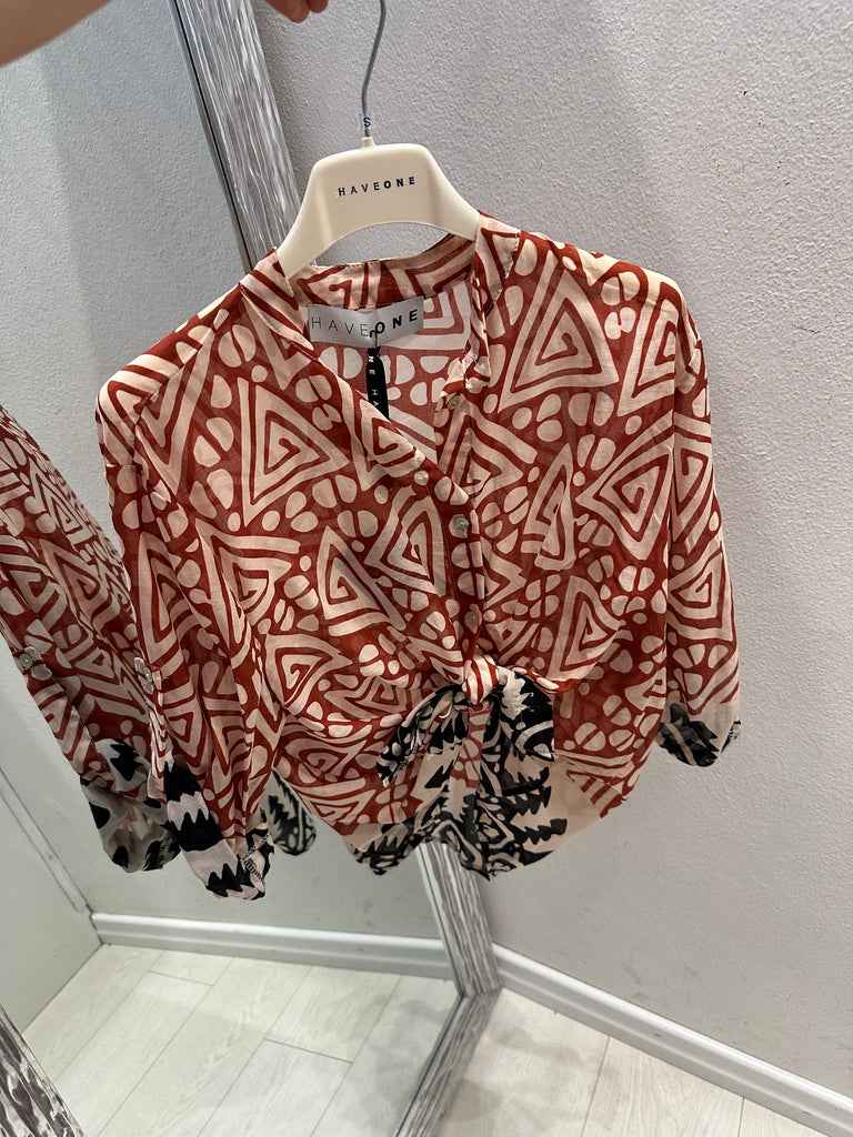 MSS💥HaveOne•Camicia coreana stampa etnica India/nero/burro