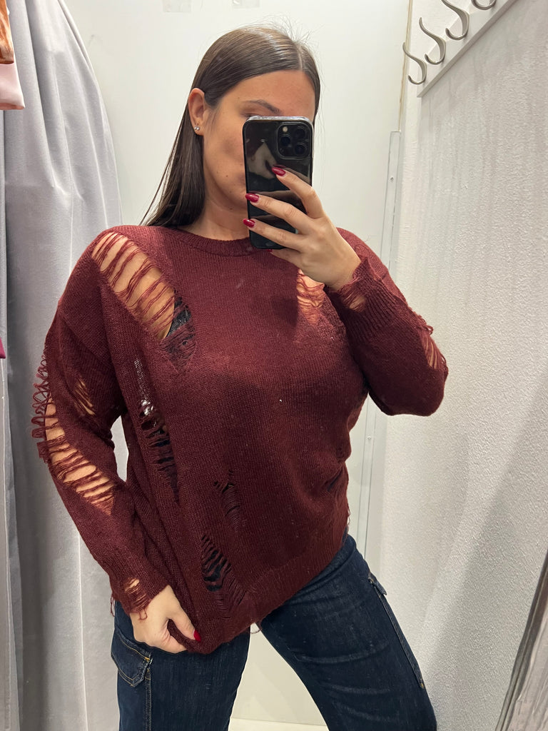 🚨KONTATTO•Maglione lungo con rotture•Più colori
