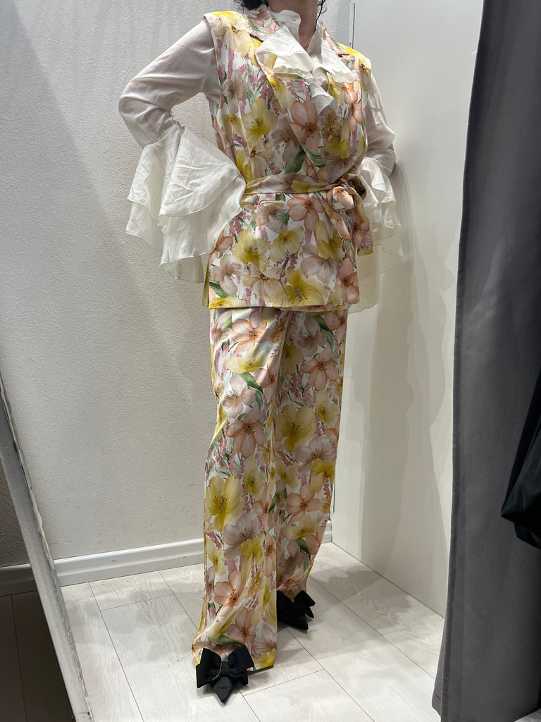 HaveOne•Gilet floreale con fusciacca