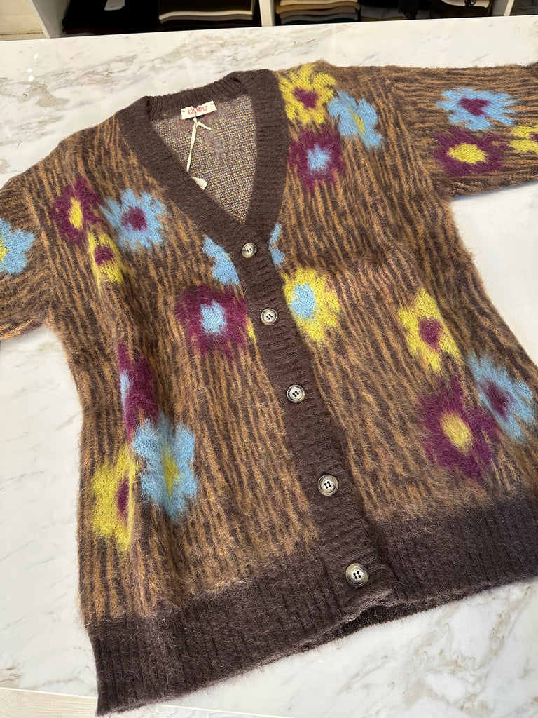 KONTATTO•Cardigan misto mohair motivo floreale