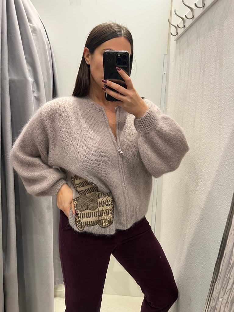 Philia Loft•Maglione cardigan zip mohair