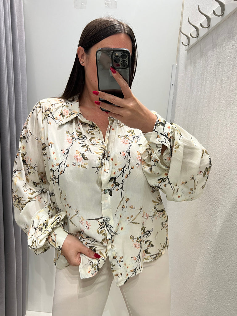 HaveOne•Camicia manica palloncino stampa Nature