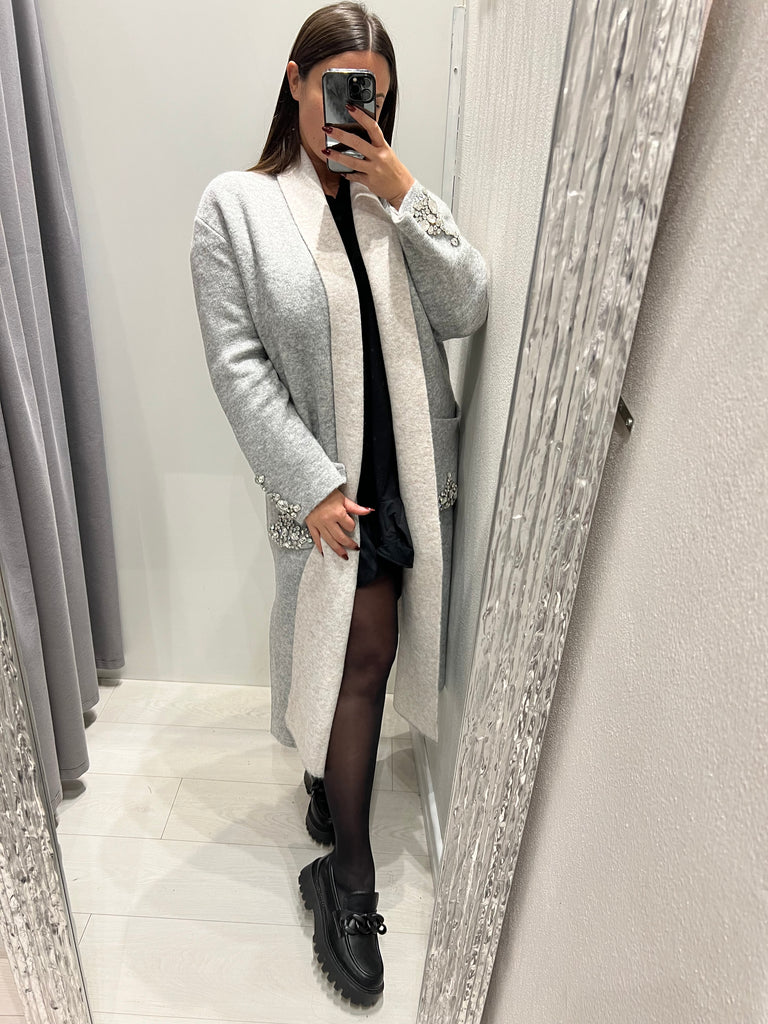 ViCOLO•Cardigan coat in maglia applicazioni strass