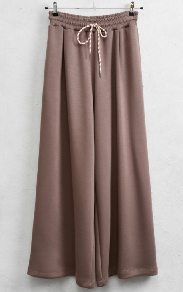 LUMINA•Pantalone palazzo in felpa con coulisse Arizona•Fango