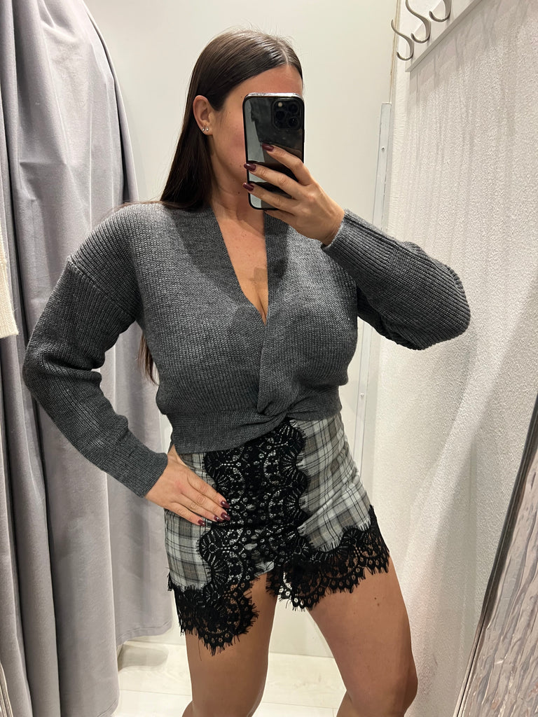 BLK30 HaveOne•Gonna check flanella grigio/nero pizzo nero