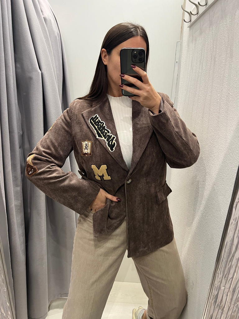 ViCOLO•Giacca velluto moro patch