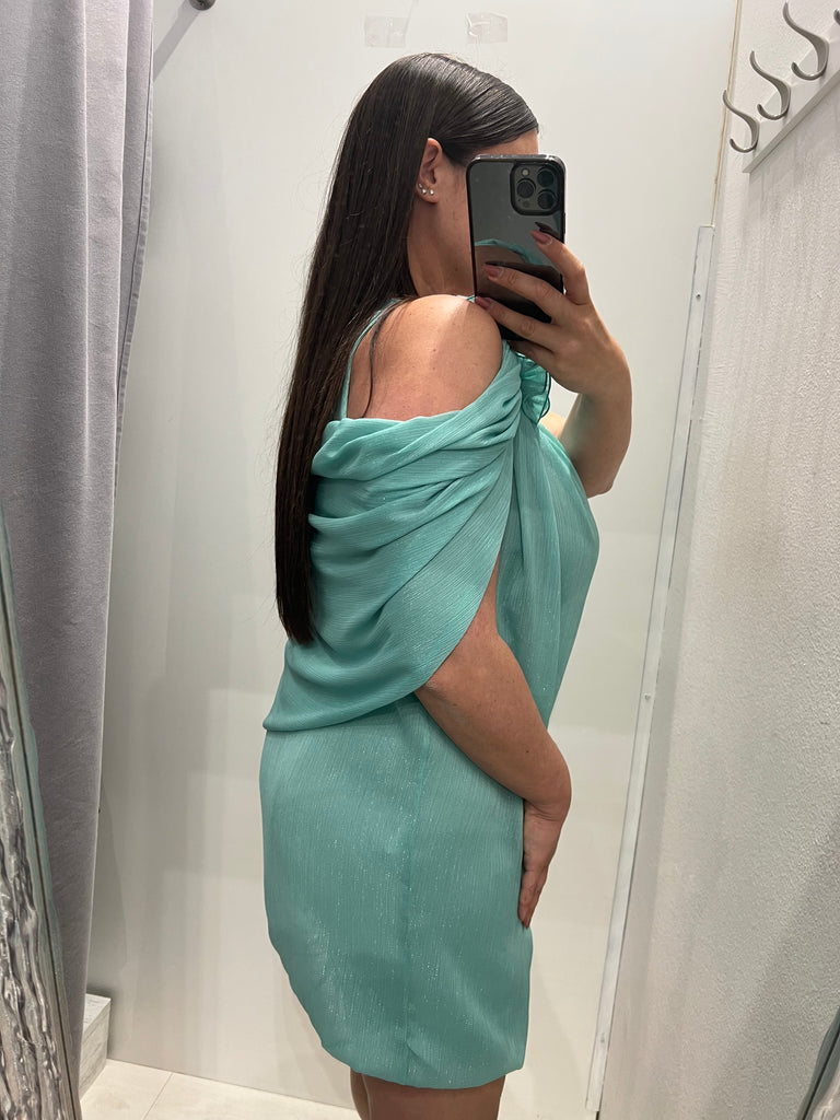 🚨Souvenir•Abitino monospalla filo lurex acqua