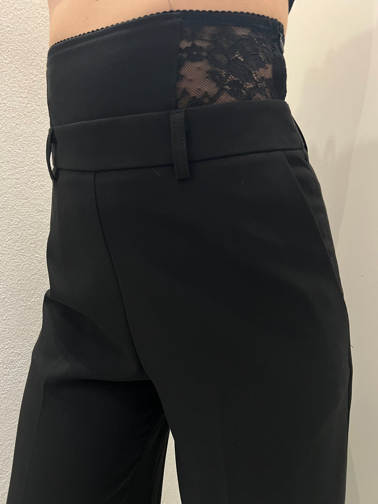 IMPERIAL•Pantalone palazzo nero fascia pizzo Garçon