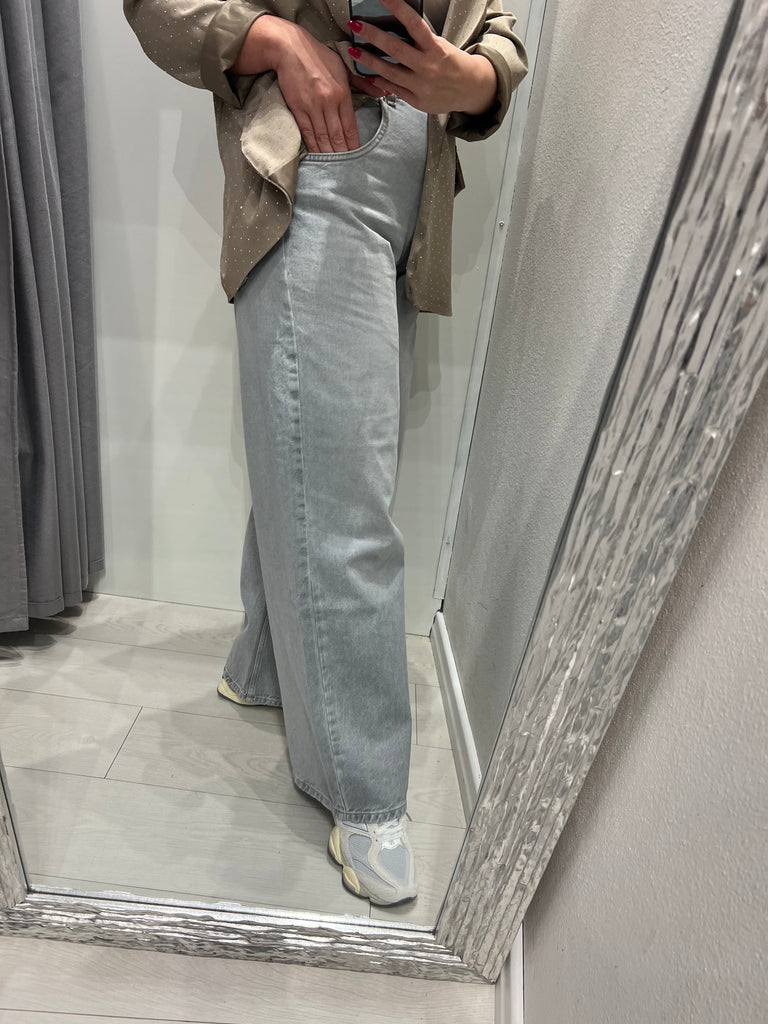 ViCOLO•Jeans palazzo straight grigio Mia