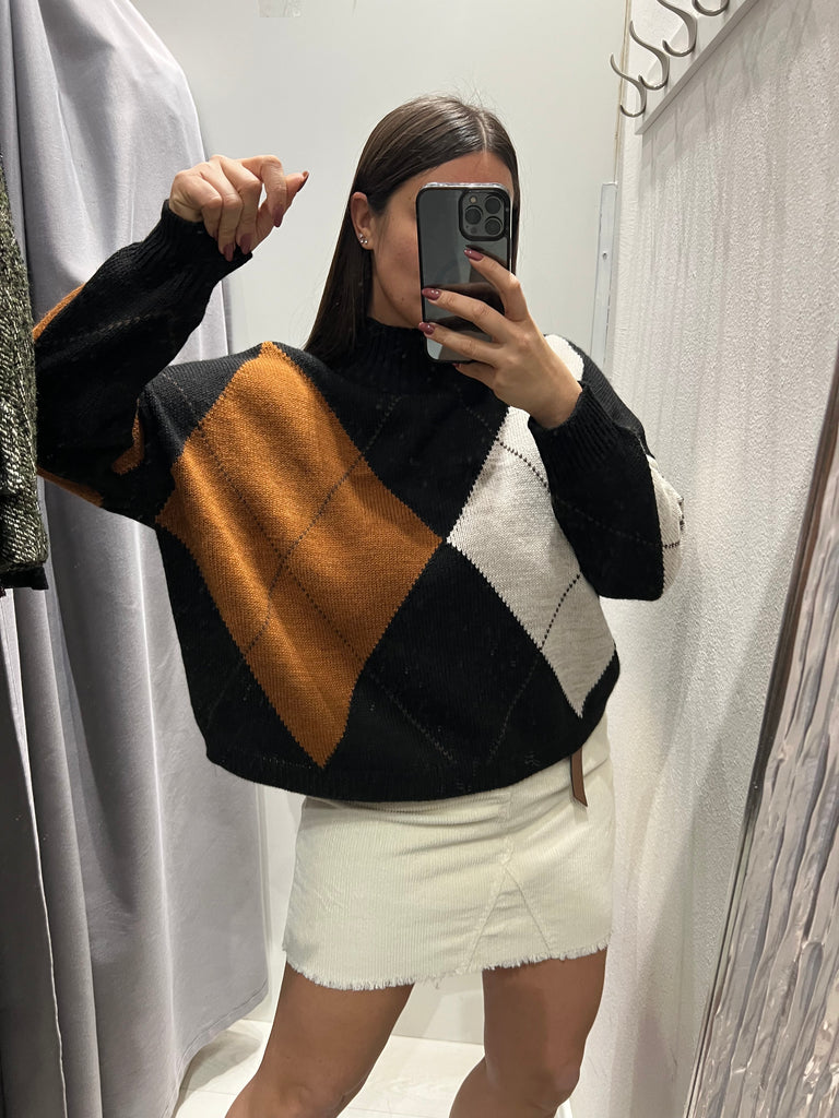 Philia Loft•Maglione lupetto ampio rombi•Più colori