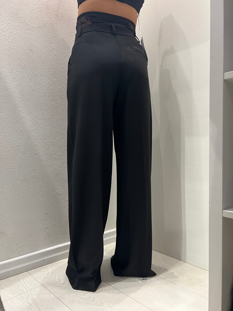 IMPERIAL•Pantalone palazzo nero fascia pizzo Garçon