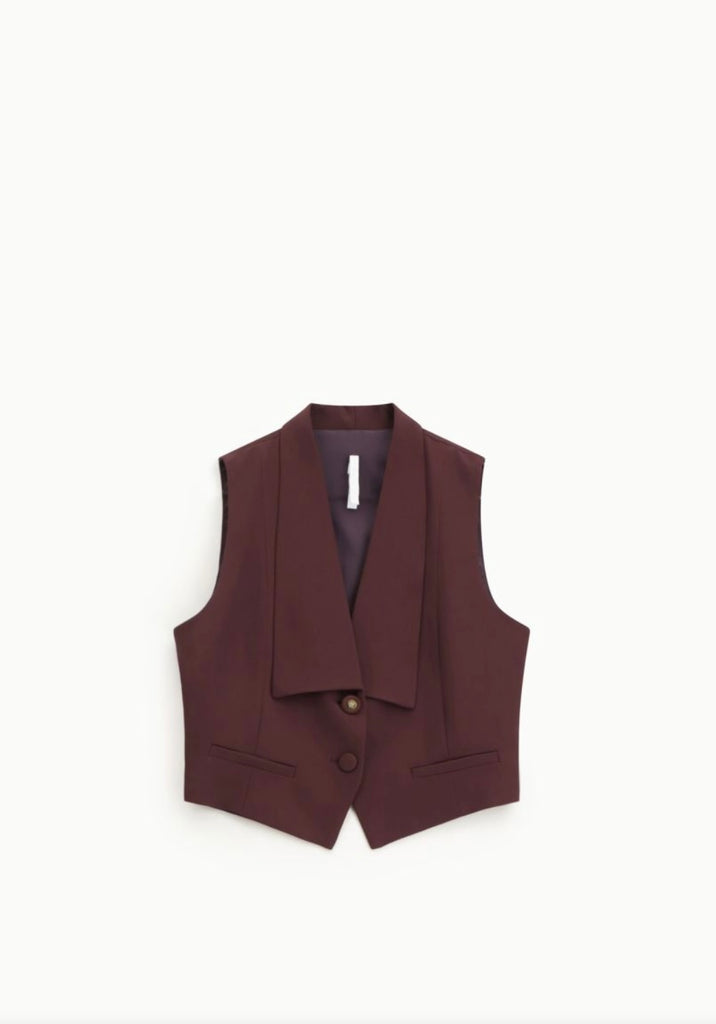 IMPERIAL•Gilet best con bottoni ricoperti prugna