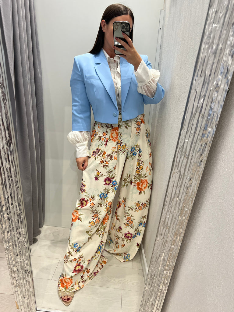IMPERIAL•Pantalone palazzo floreale cinturino