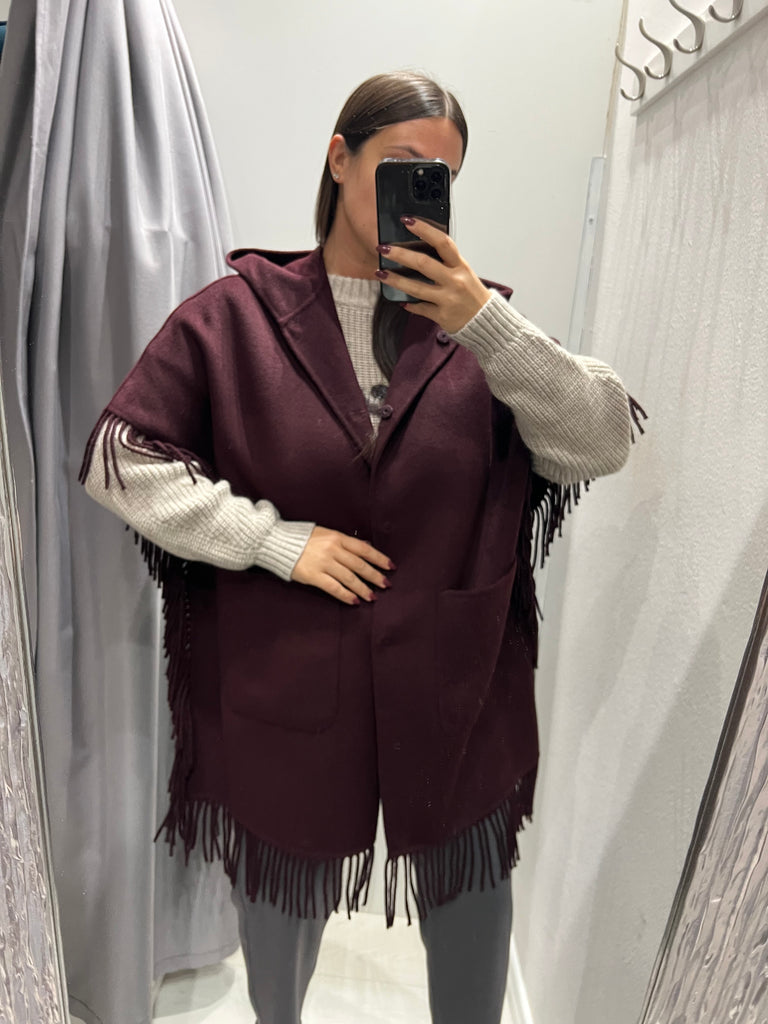 ViCOLO•Cappotto mantella Hand Made con frange•Più colori