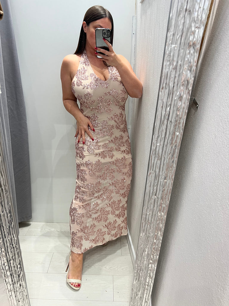 IMPERIAL•Abito paillettes•Quarzo rosa