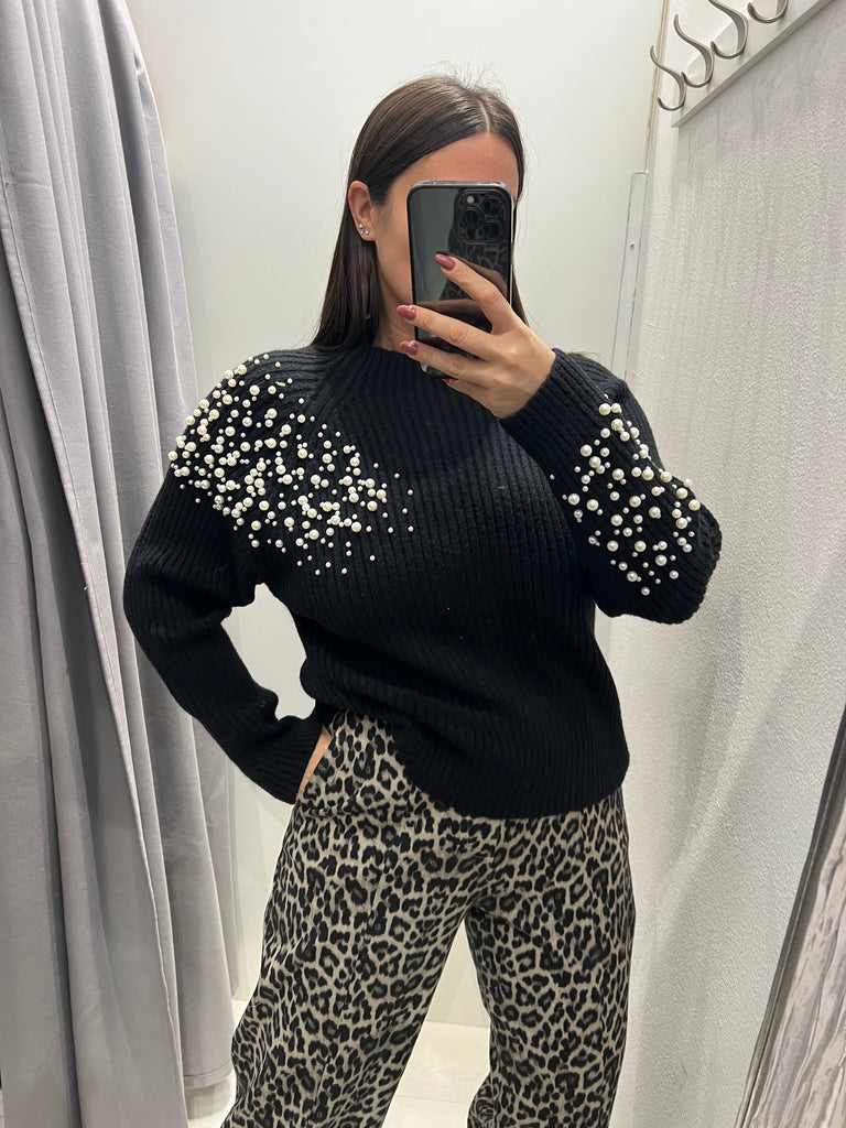 HaveOne•Maglione coste con perle•Più colori