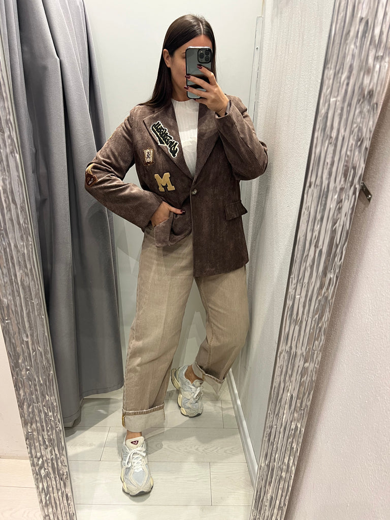 ViCOLO•Giacca velluto moro patch