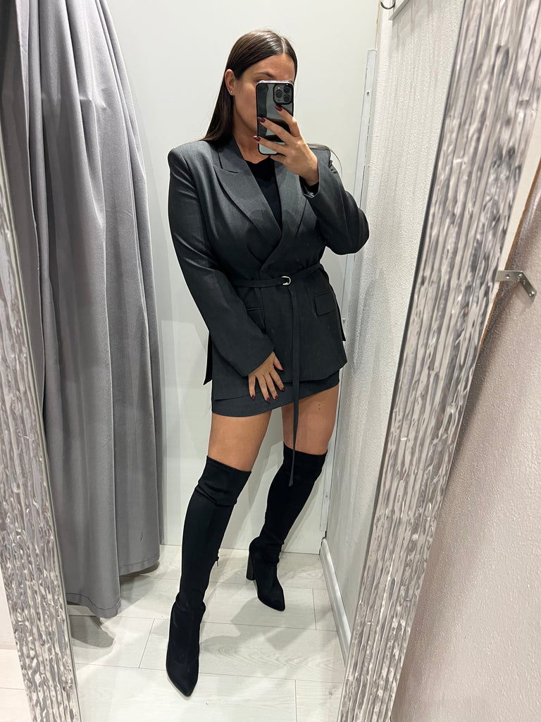 IMPERIAL•Gonna grigio fascia pizzo Garçon