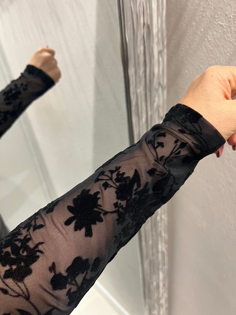 KONTATTO•Maglia tulle velluto Nero