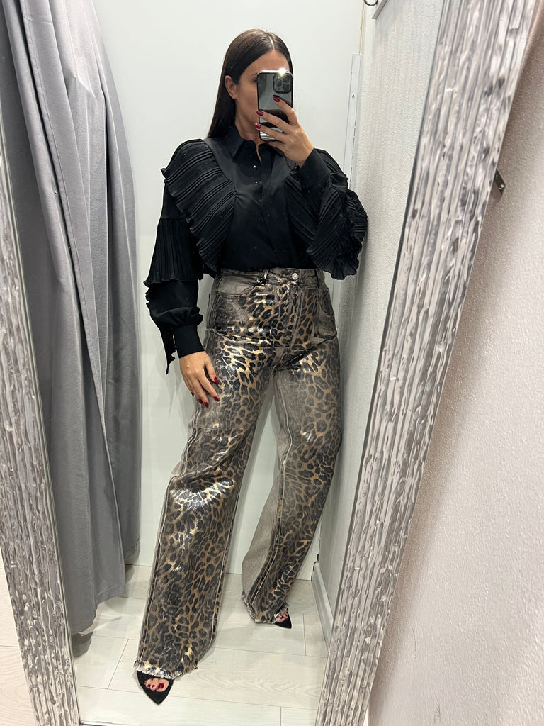 LUMINA•Jeans sabbiato maculato spalmato