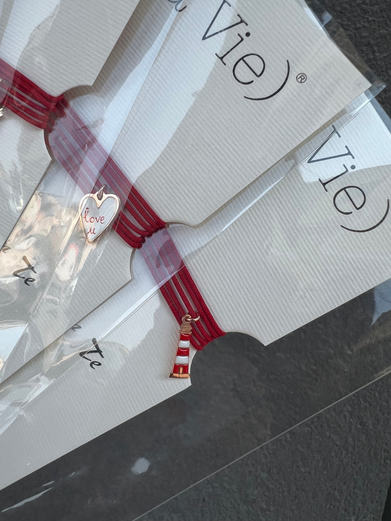 La Vie•Collana chocker/bracciale/cavigliera rosso con charm•Scegli il tuo charm!
