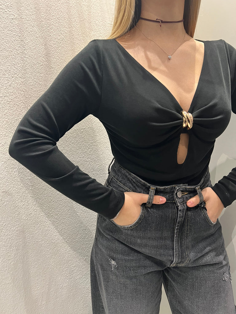 HaveOne•Body elasticizzato Nero accessorio oro