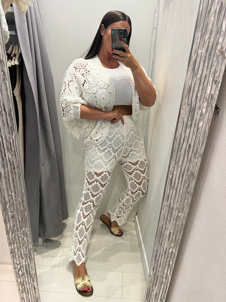 MSS💥HaveOne•Pantalone crochet bianco