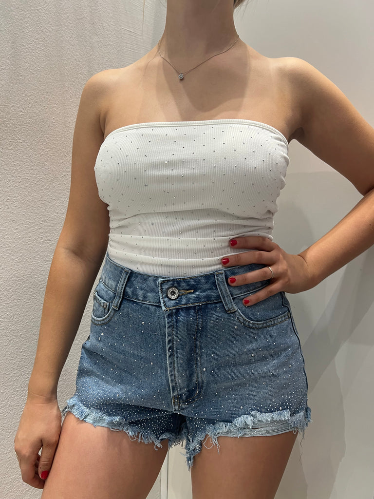 🚨KONTATTO•Shorts strass rotture