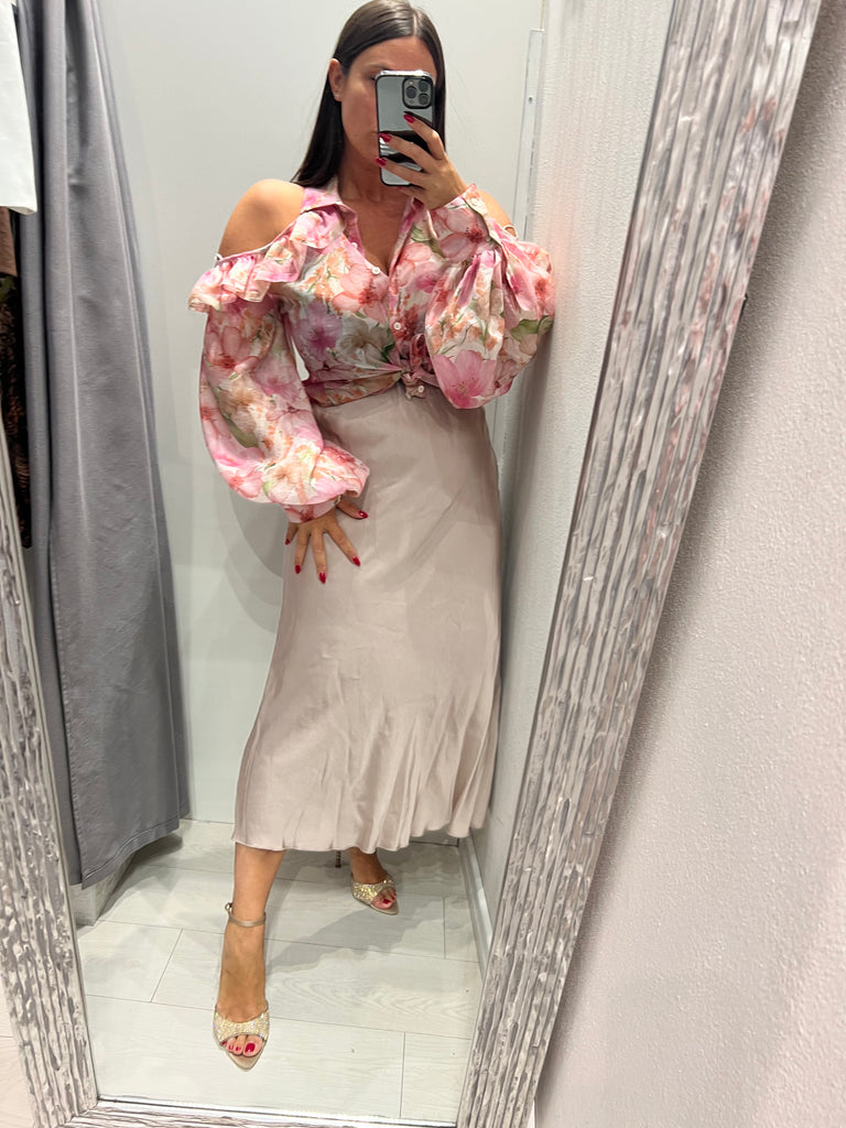 MSS💥ViCOLO•Camicia spalle scoperte floreale rosa