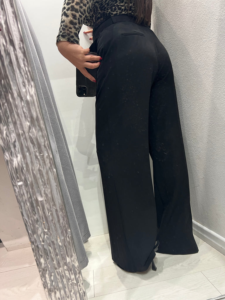 IMPERIAL•Pantalone palazzo nero fascia pizzo Garçon