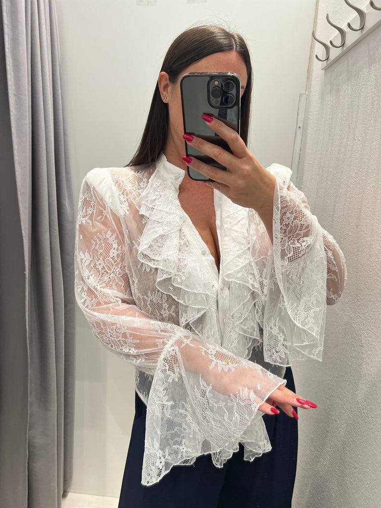 IMPERIAL•Camicia bianca pizzo rouches