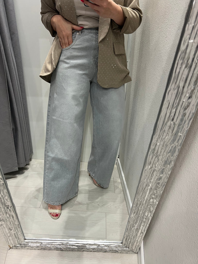 ViCOLO•Jeans palazzo straight grigio Mia