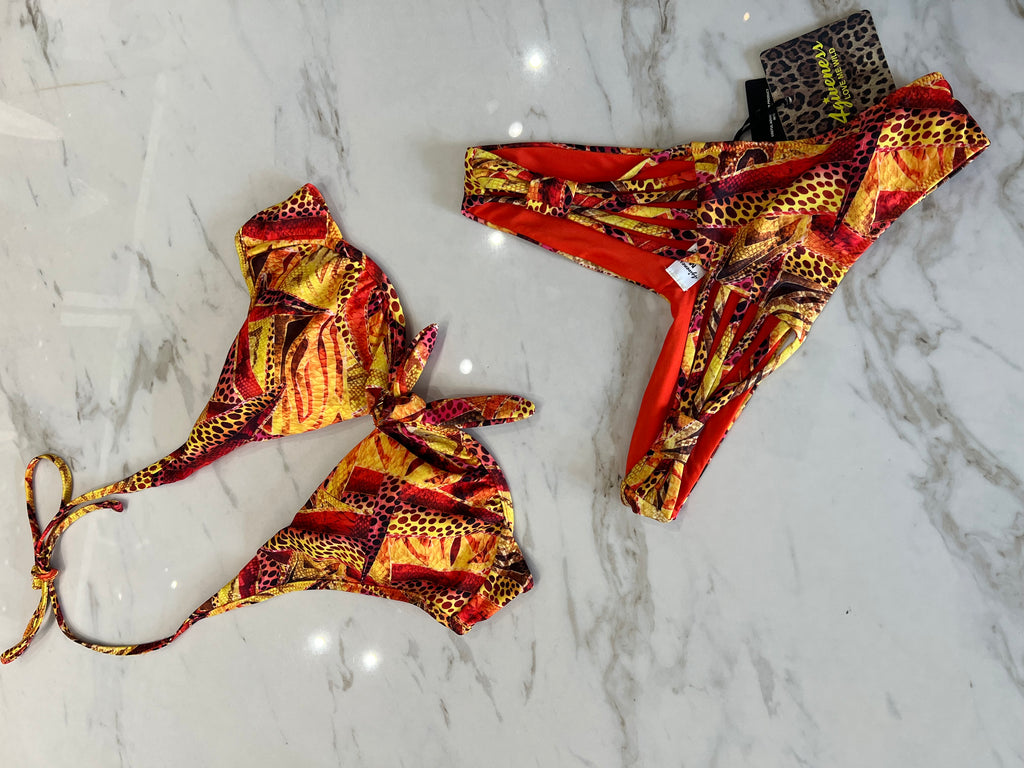 🚨4giveness-Bikini triangolo ferretto e slip a V Party Zebra