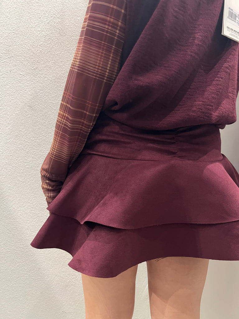 HaveOne•Gonna pantaloncino suede bordeaux