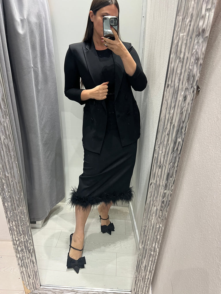 BLK30 IMPERIAL•Giacca doppiopetto sfiancata con inserti in raso•Nero