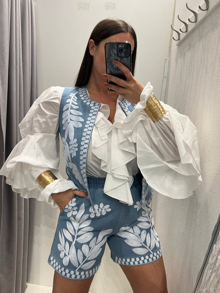 HaveOne•Camicia balze volant•Bianca