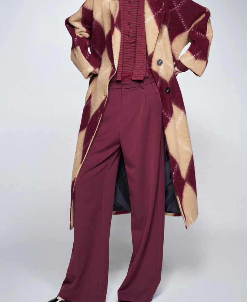 LUMINA•Pantalone Bordeaux fascia pizzo