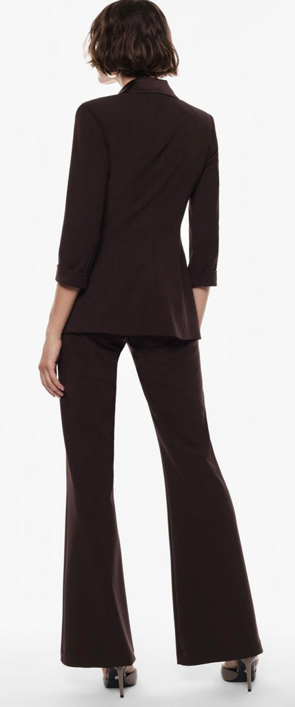IMPERIAL•Pantalone flare con inserto in raso•Moro