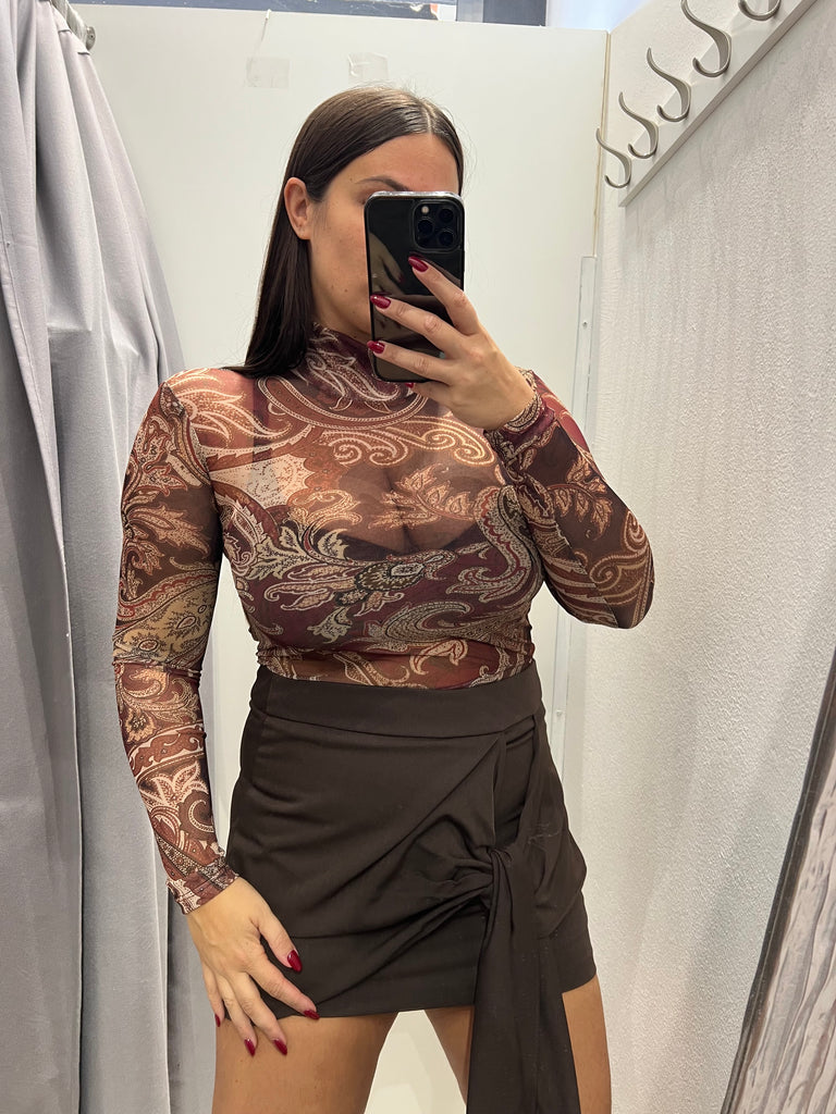 LUMINA•Gonna pantaloncino Cioccolato drappo
