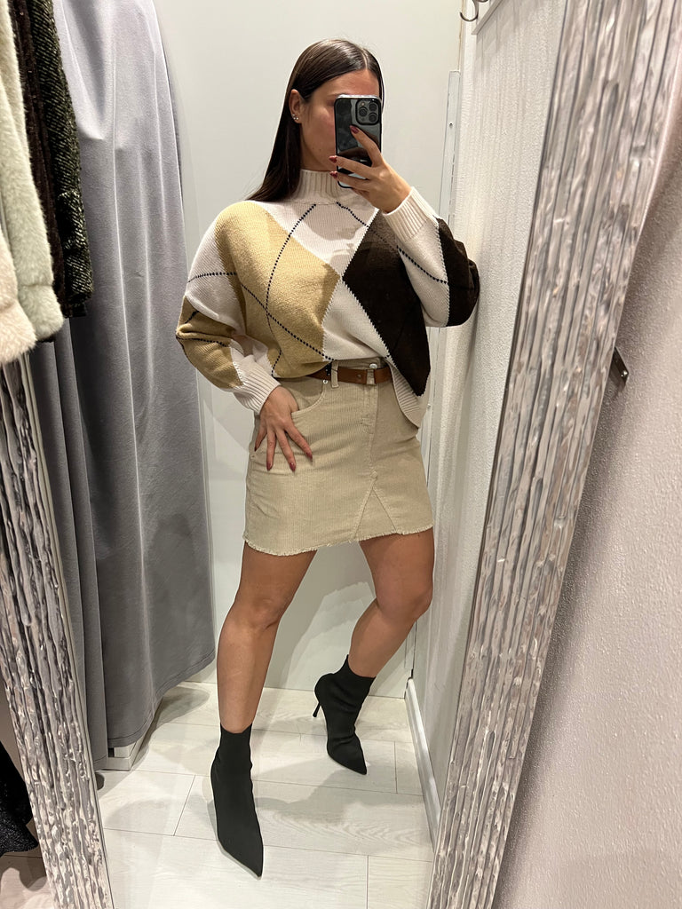 Philia Loft•Maglione lupetto ampio rombi•Più colori