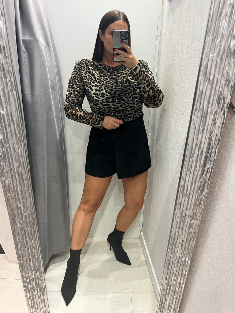 LUMINA•Gonna pantaloncino velluto•Nero