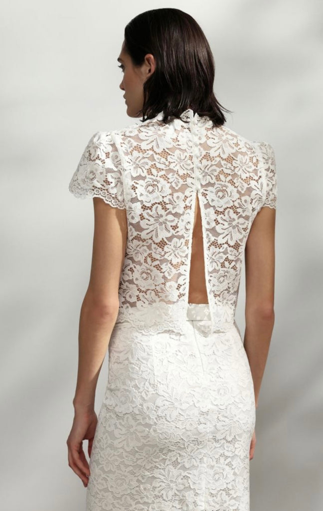 IMPERIAL•Camicetta pizzo manica a sbuffo•Bianco