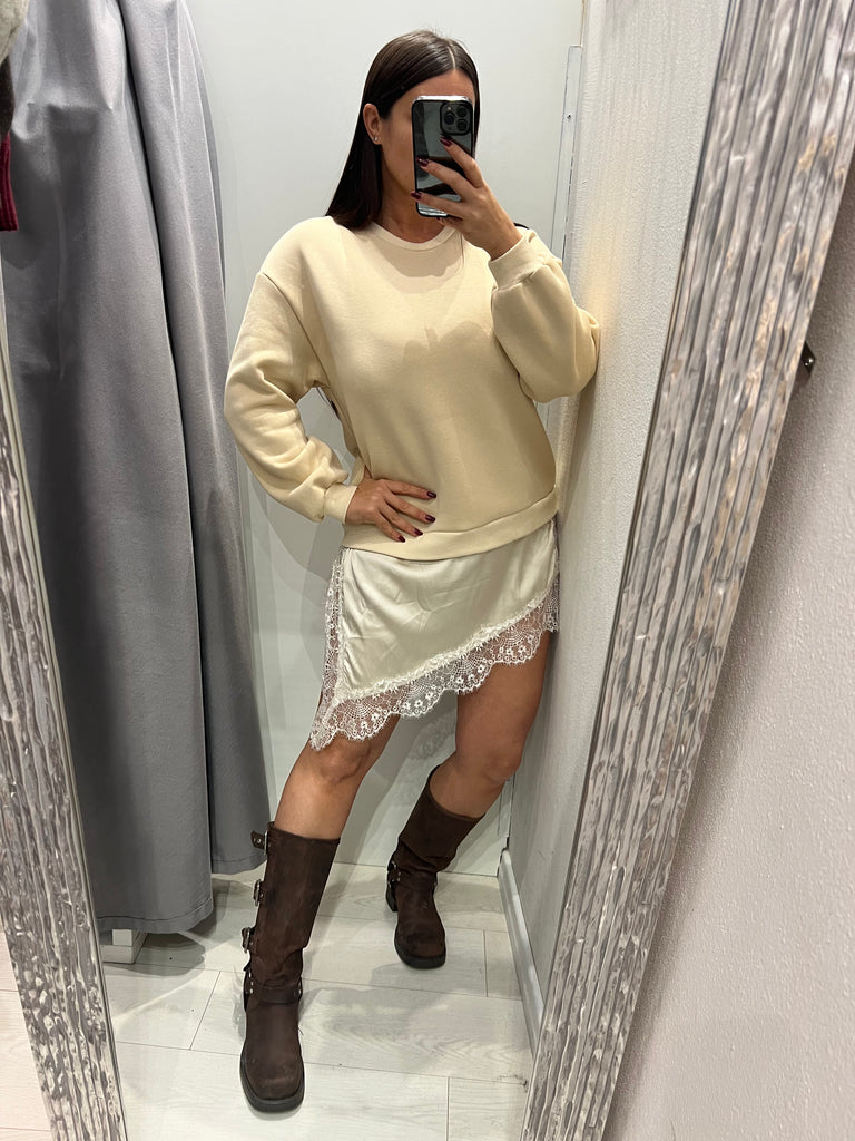 LUMINA•Abitino felpa e finale raso pizzo•Più colori