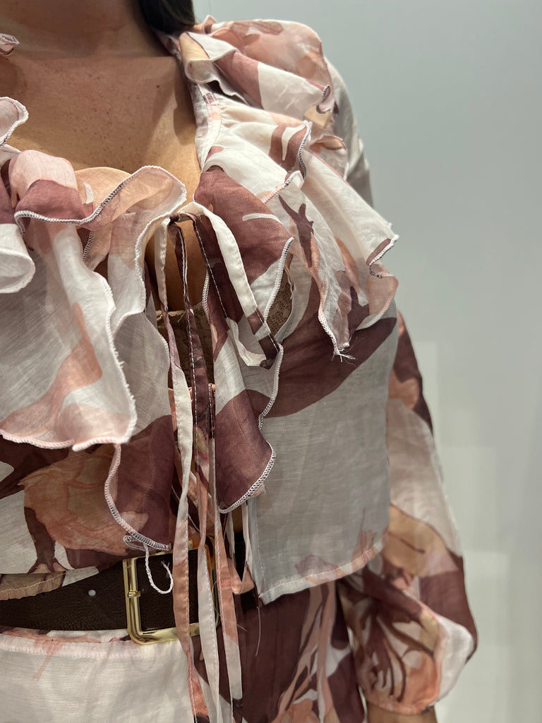 HaveOne•Camicetta crop stampa floreale